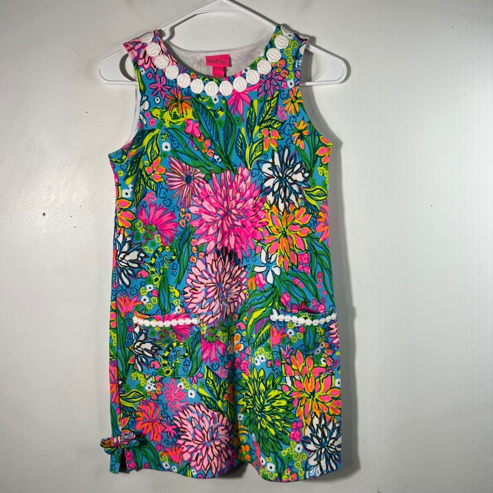 Lilly Pulitzer Girls Little Lilly Knit Floral Shift Dress‎ XL 12 - 14 Pockets